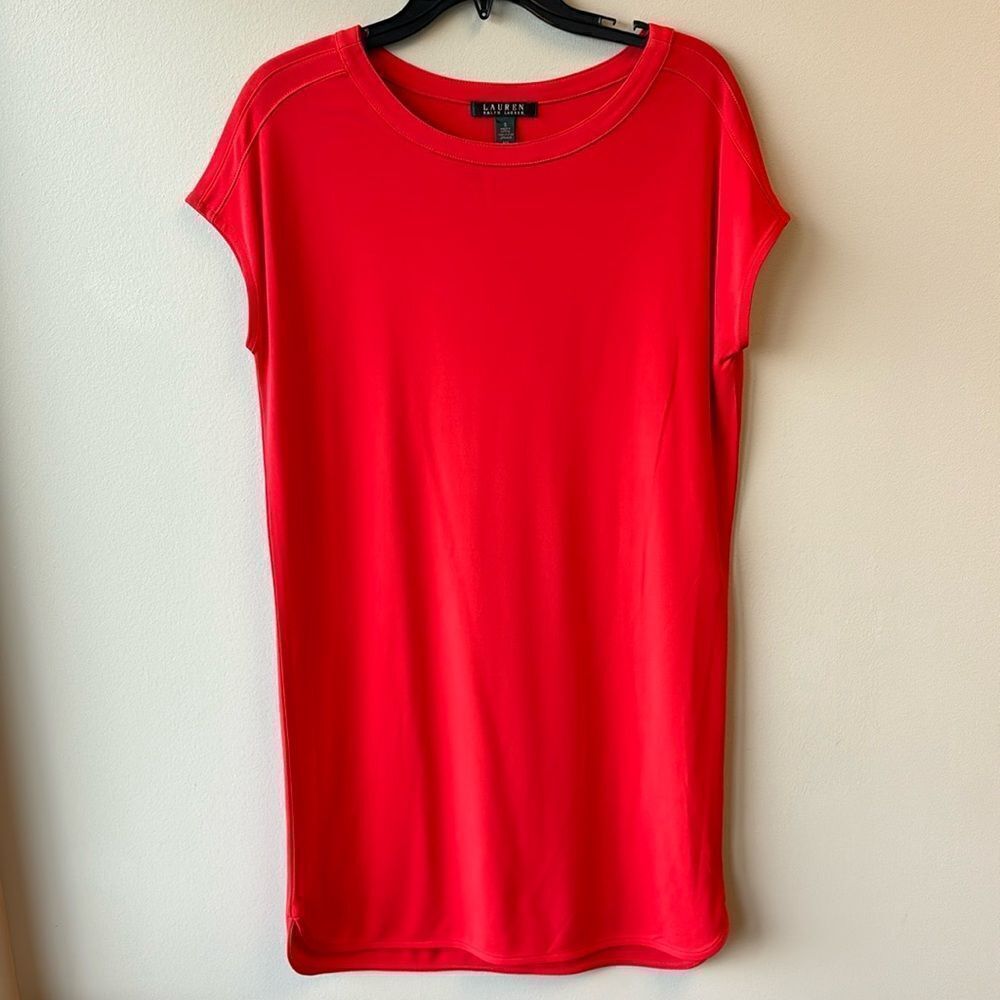 Lauren Ralph Lauren dress red small capped sleeve mini sheath dress
